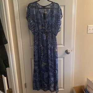 Kendall & Kylie Wind Spiral Blue Maxi Swim Cover